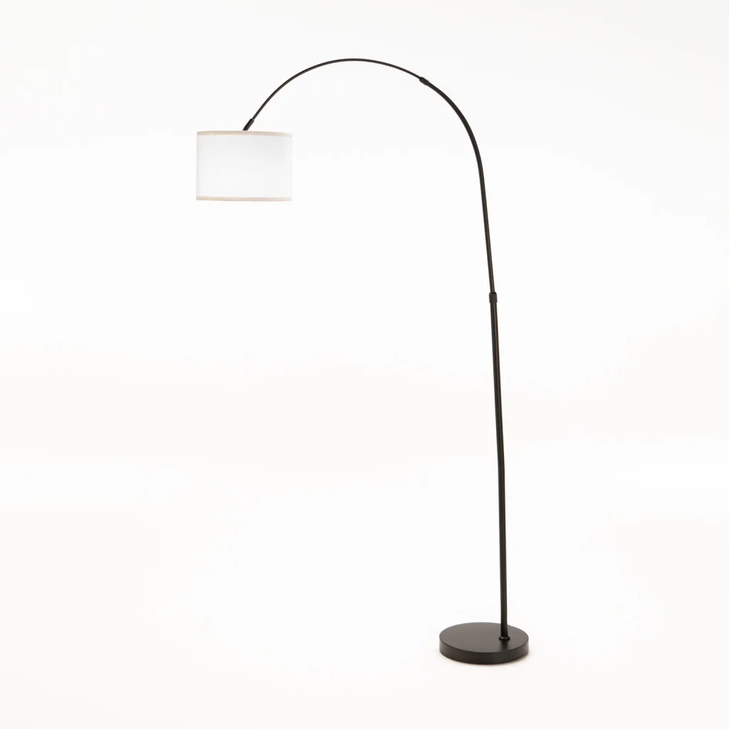 FLOOR LAMP BLACK CURVED METAL ARC 180cm H
