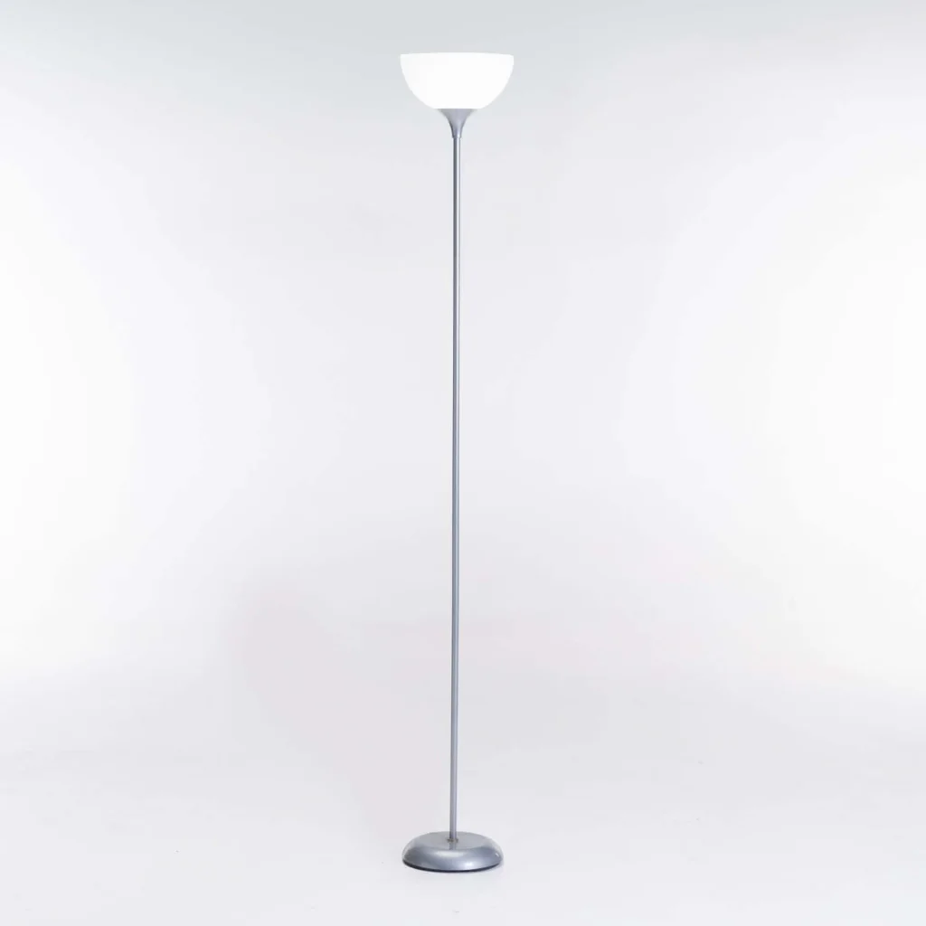 FLOOR LAMP GREY METAL WHITE ACRYLIC SHADE 180cm H