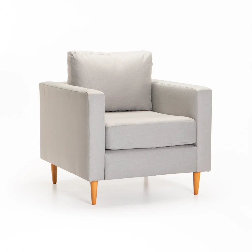 SANTINO FABRIC ARMCHAIR - PLATINUM/NATURAL LEG