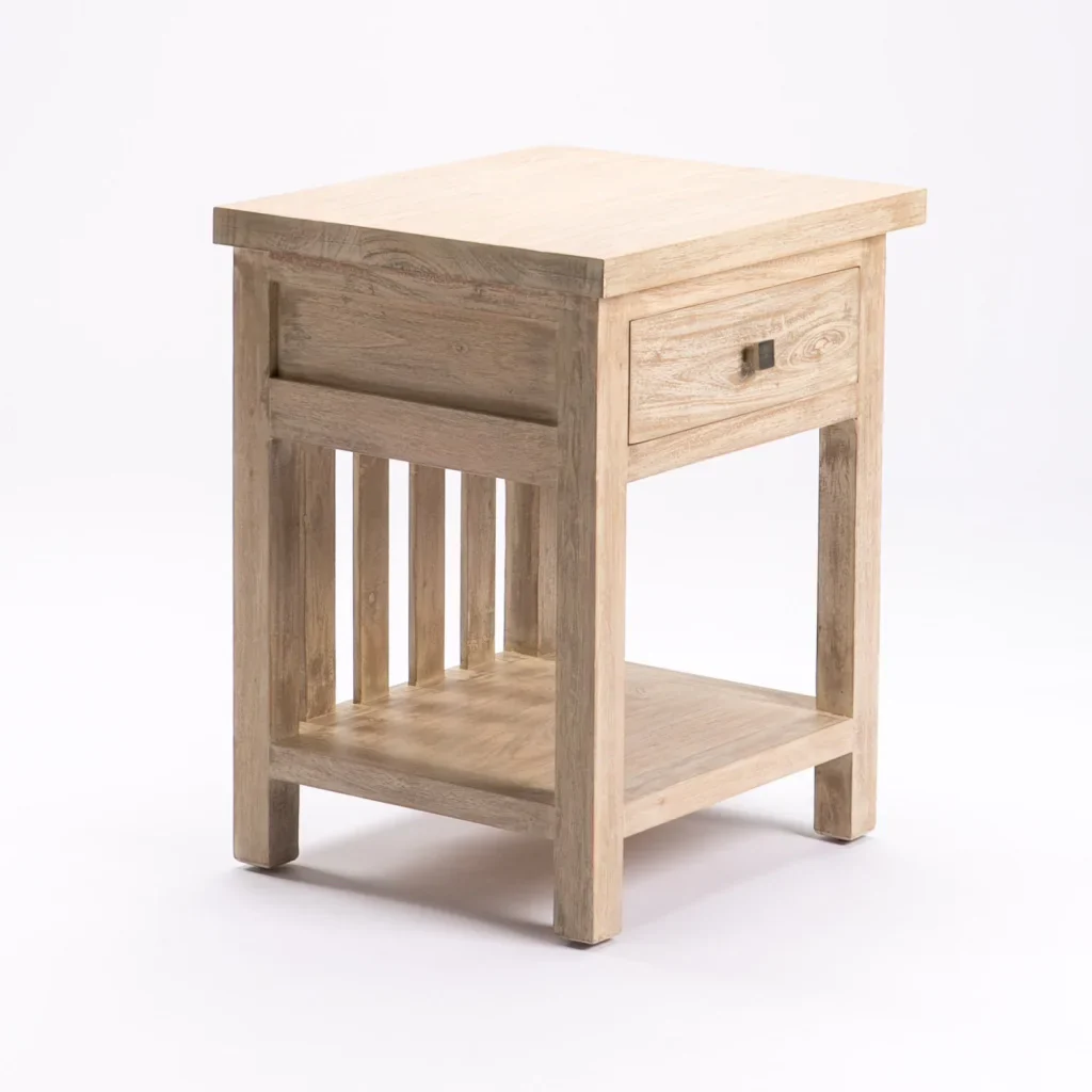 SARI WHITEWASH 1 DRAWER PEDESTAL