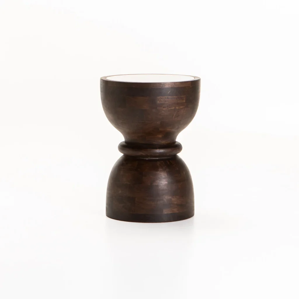 TAJ MARBLE & SOLID WOOD SIDE TABLE